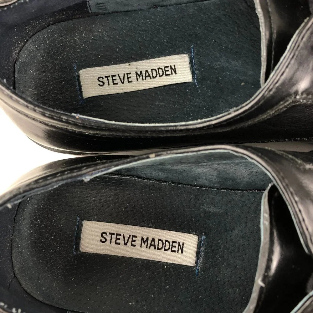 Steve Madden Men's Size 10.5M Minted Black Leather Lace-Up Oxfords Dress Shoes